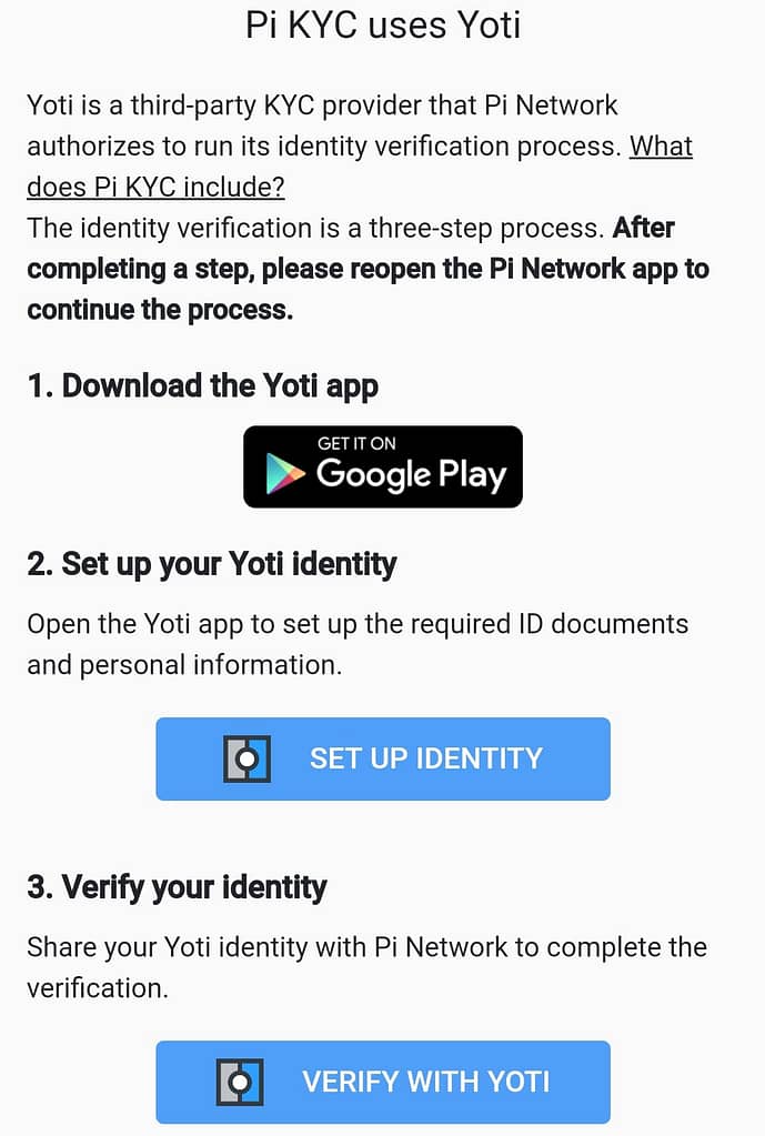 Как пройти kyc проверку для pinetwork используя приложение yoti